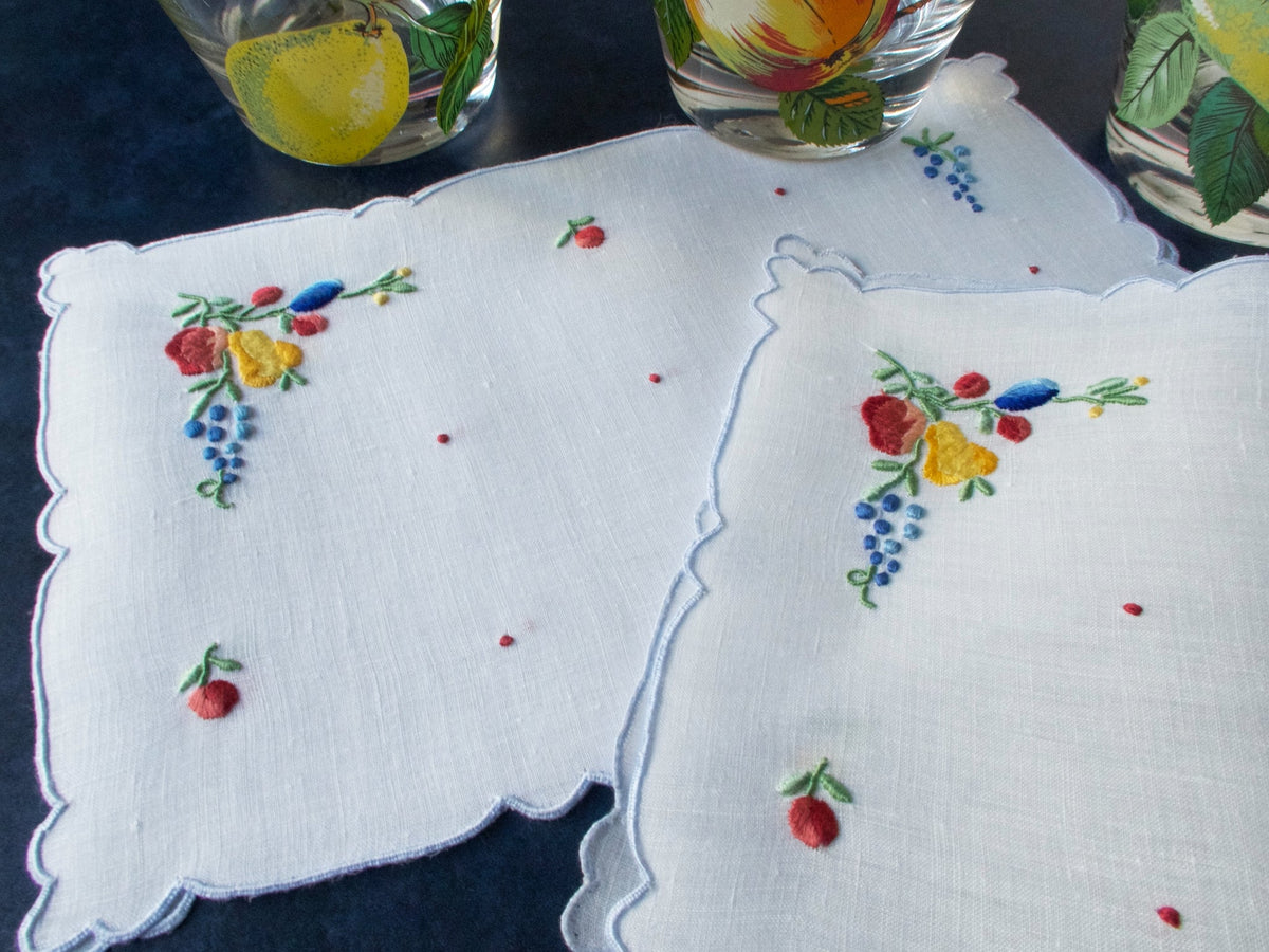 Humorous Appliqued and Embroidered Cocktail Napkins Set of Eight at 1stDibs