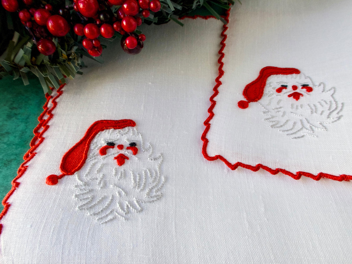 &quot;Papa Noel&quot; Vintage Marghab Santa Cocktail Napkins, Set of 6