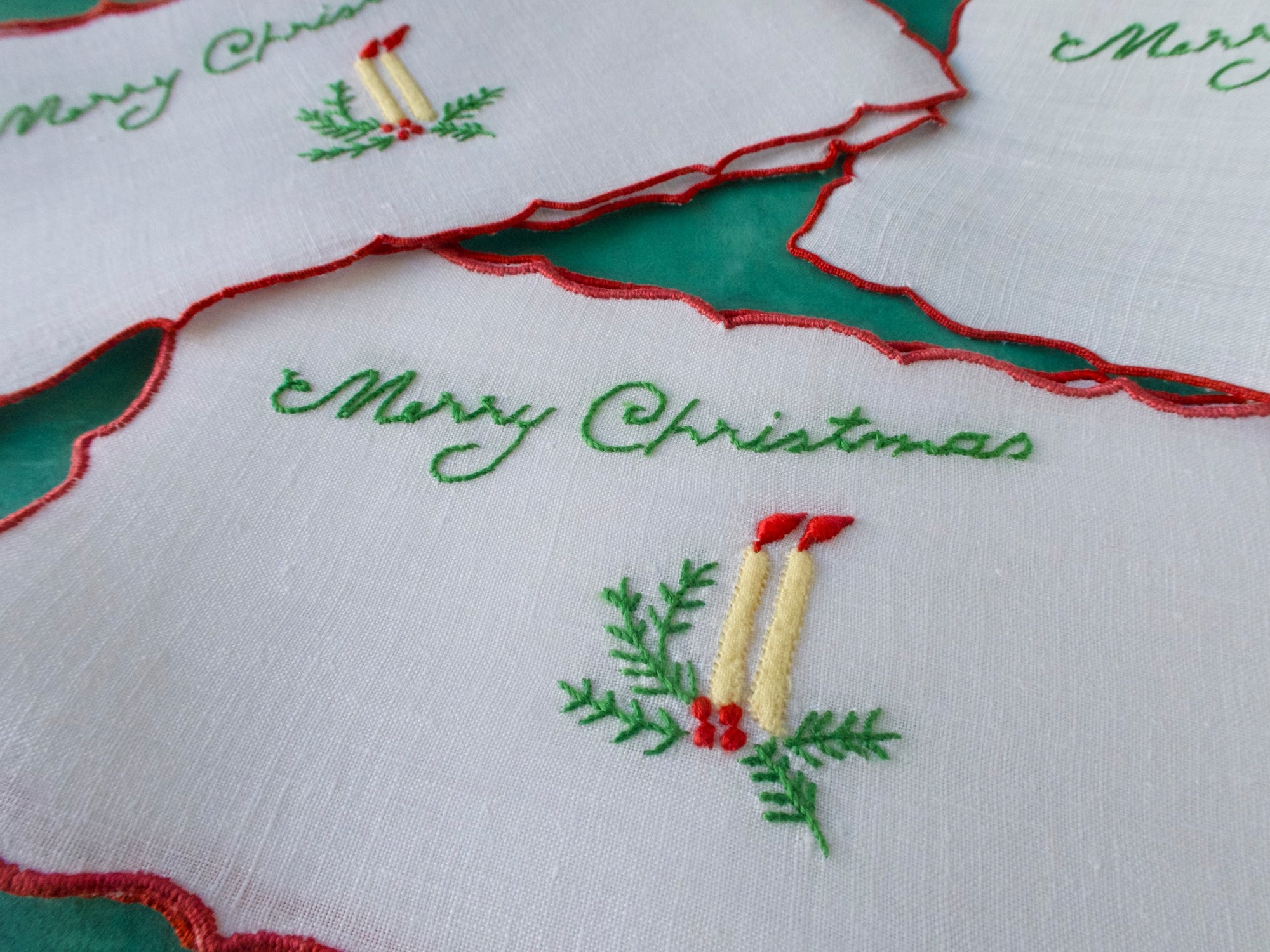 Mini "Merry Christmas" Madeira Cocktail Napkins, Set of 8