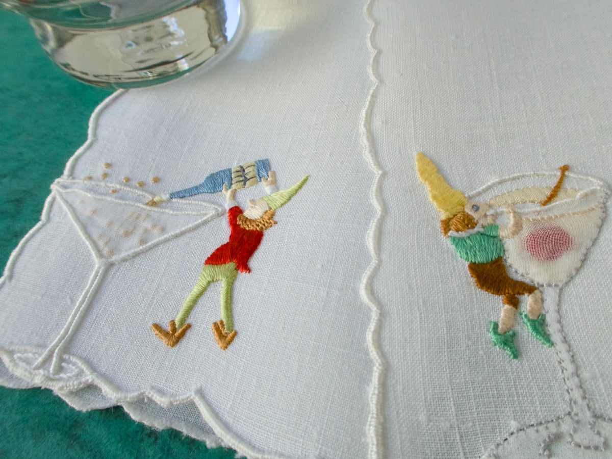 Christmas Elves Vintage Cocktail Napkins, Set of 4