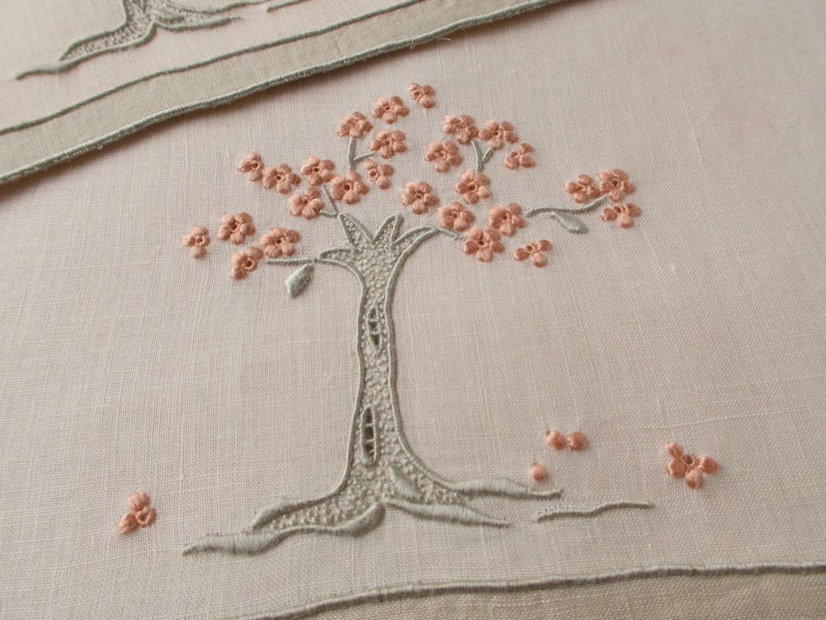 &quot;Jacaranda Tree&quot; in Pink Vintage Marghab Fingertip Towels, Set of 2