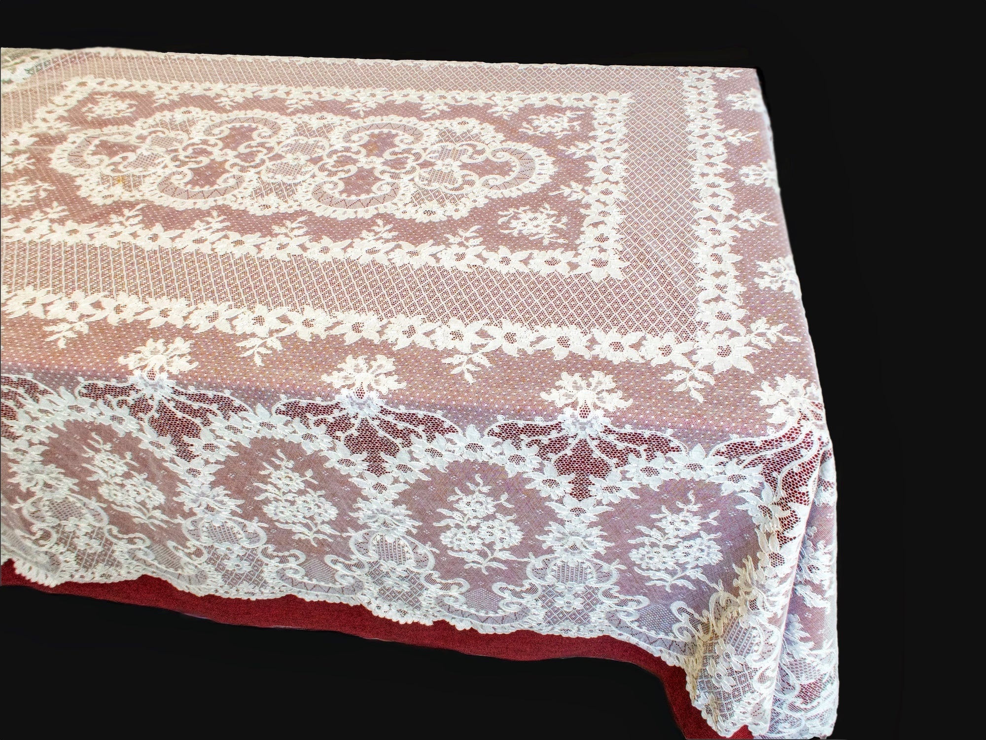 Beautiful Vintage French Alencon Lace Tablecloth 66x92