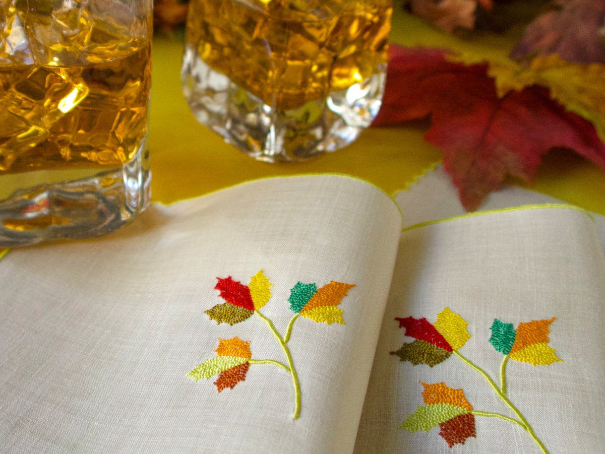 &quot;Maple Leaf&quot; Vintage Marghab Madeira Cocktail Napkins, Set of 8