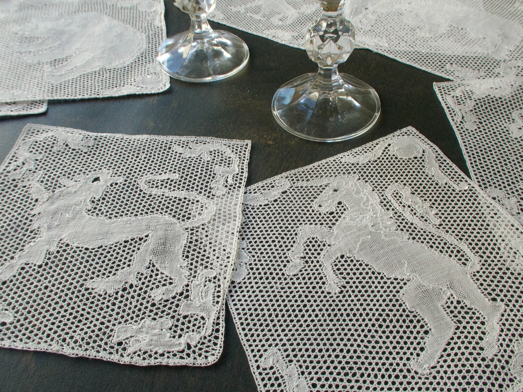 Unicorn, Lion & More Antique Lace Cocktail Napkins, Set of 10