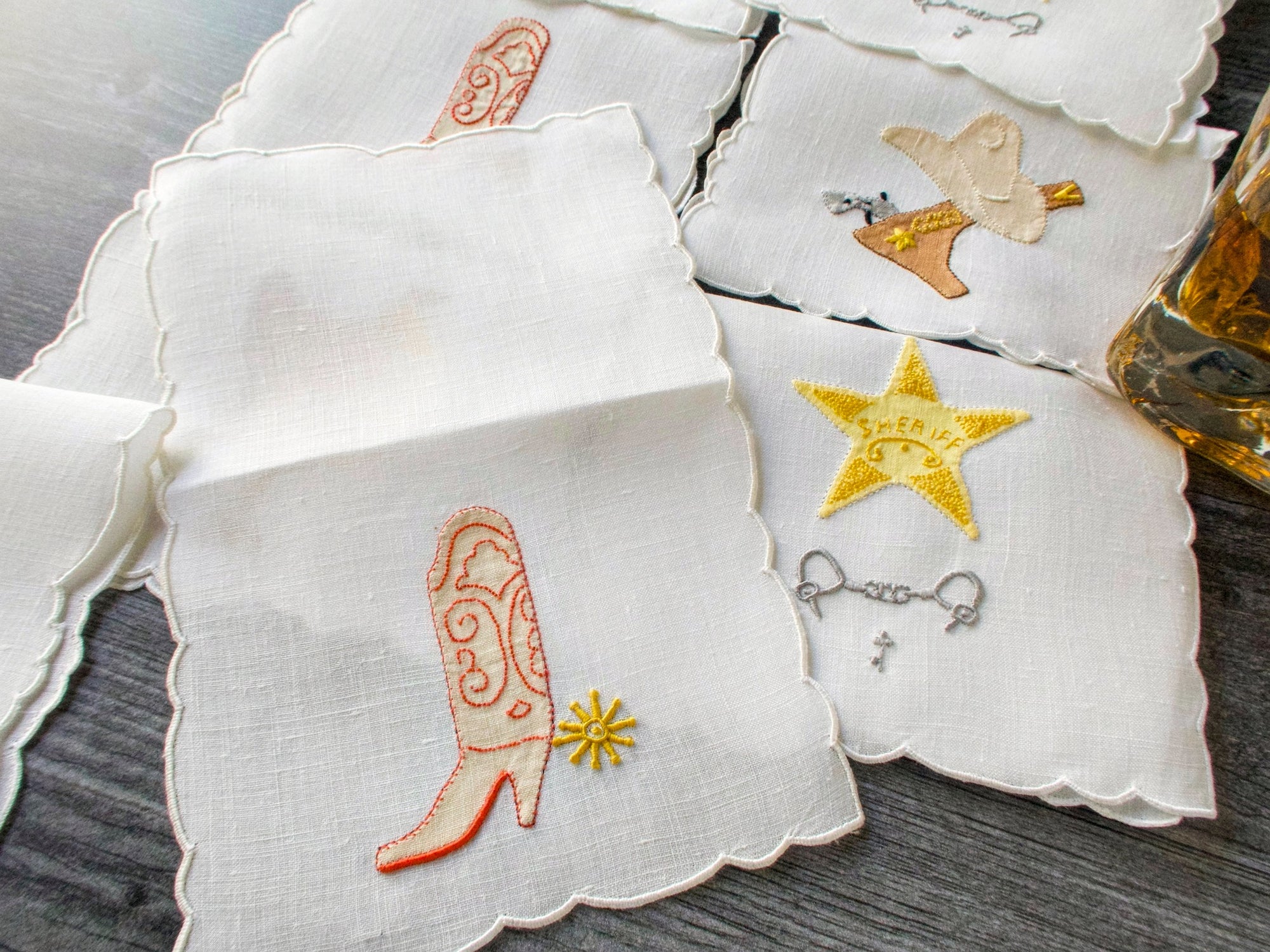 Cowboy Western Vintage Madeira Cocktail Napkins, Set of 8