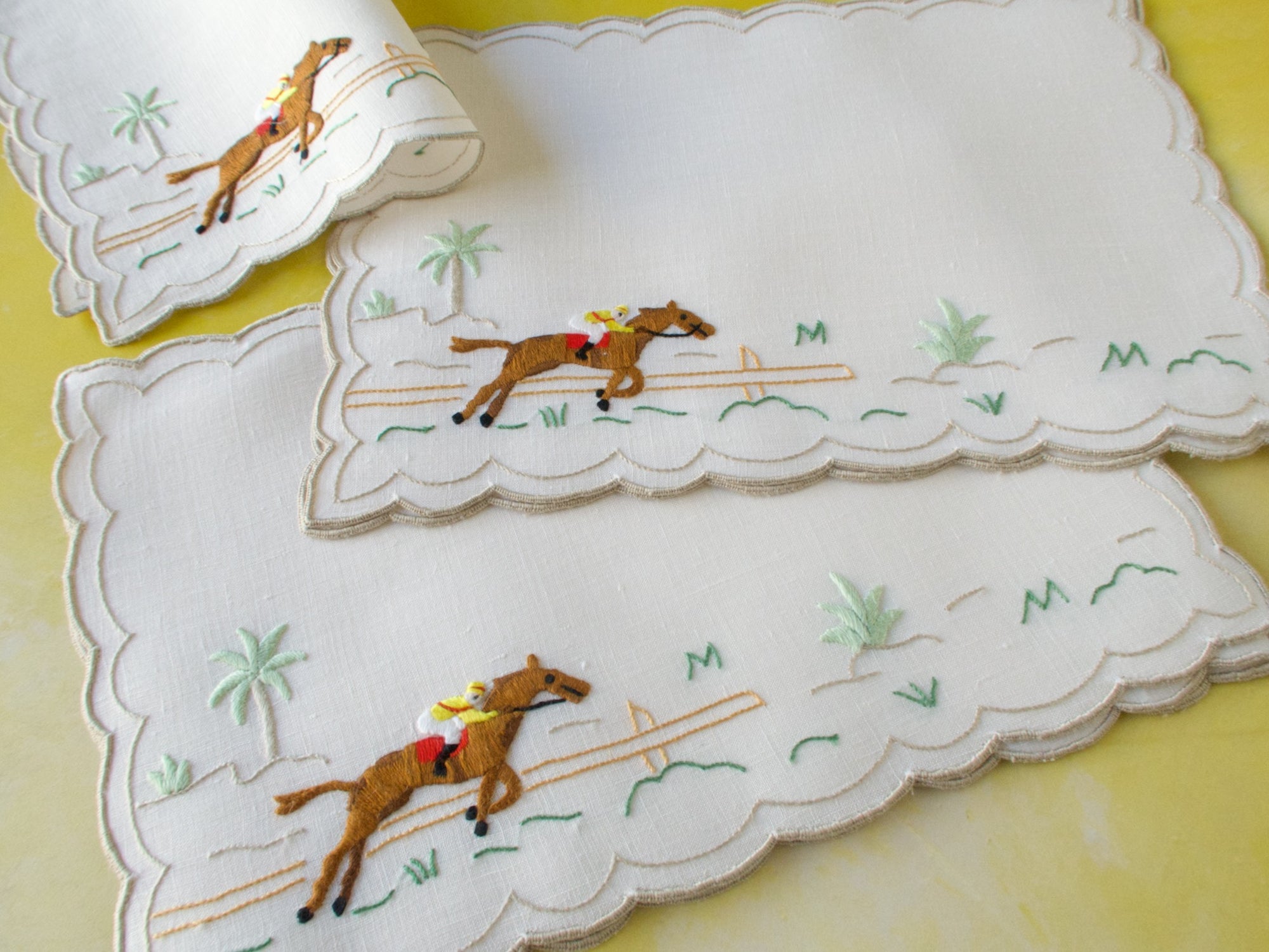 Horse Racing Vintage Madeira Cocktail Napkins, Set of 8