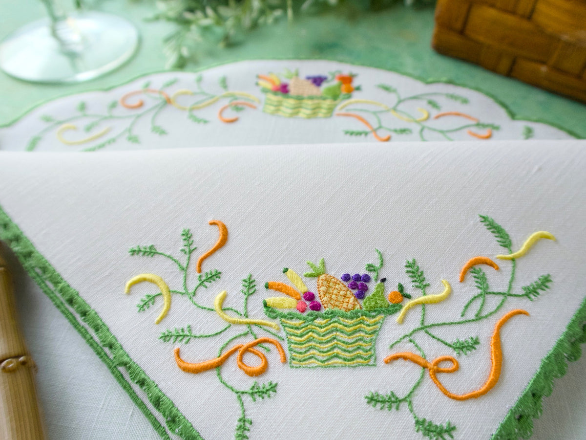 &quot;Fruit Basket&quot; Vintage Marghab Madeira 12pc Placemat Set for 6