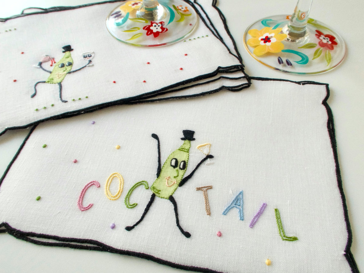 Cocktails Party Vintage Madeira Cocktail Napkins, Set of 8