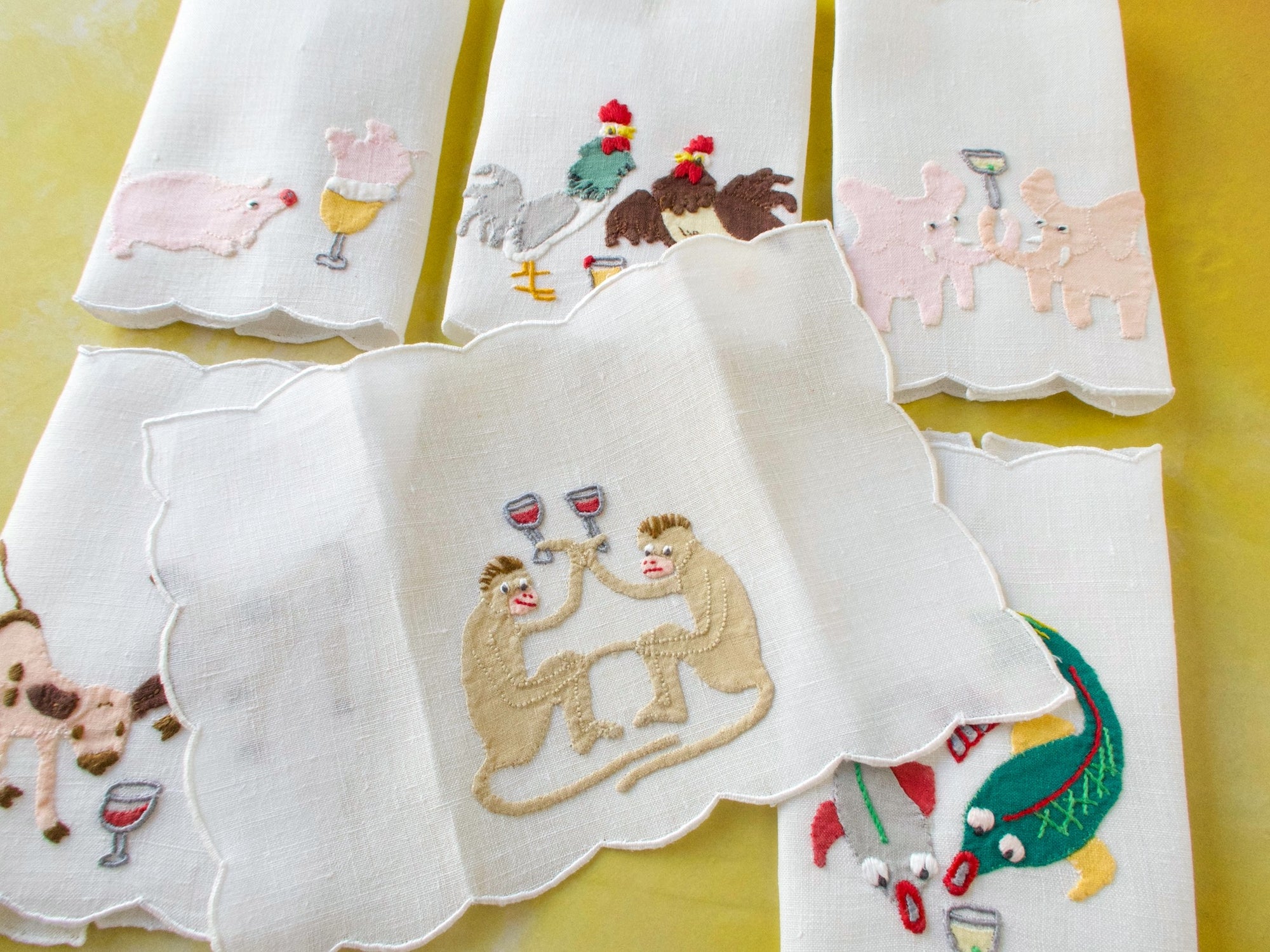 Party Animals Vintage Madeira Cocktail Napkins, Set of 6