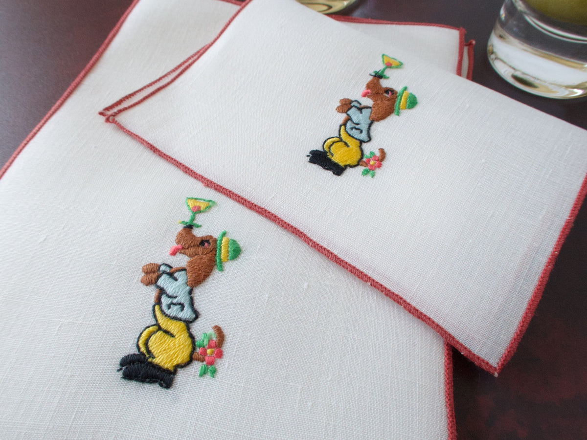 Party Tricks Vintage Linen Cocktail Napkins, Set of 6