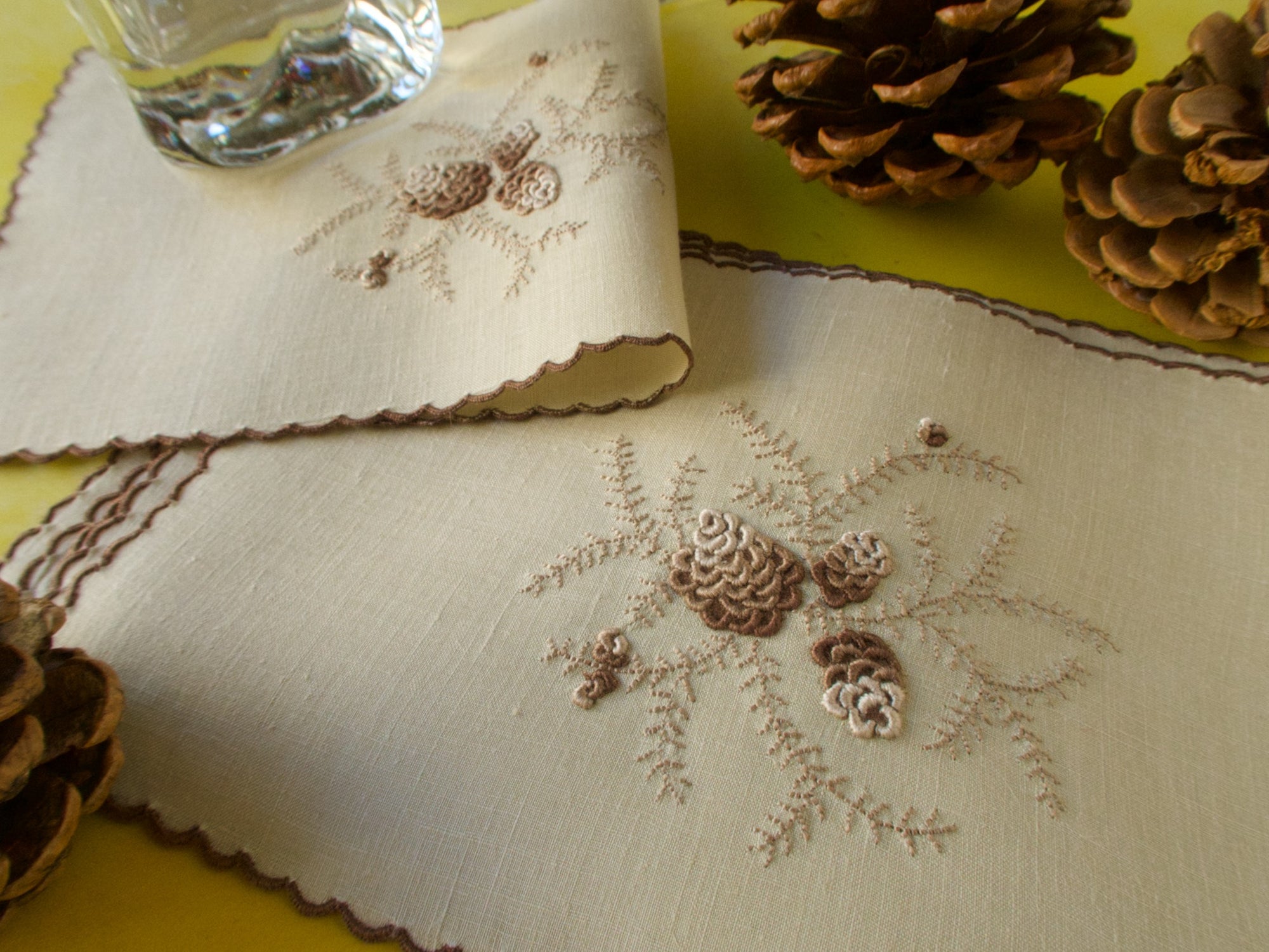 "Pine Cones" Vintage Marghab Cocktail Napkins, Set of 6