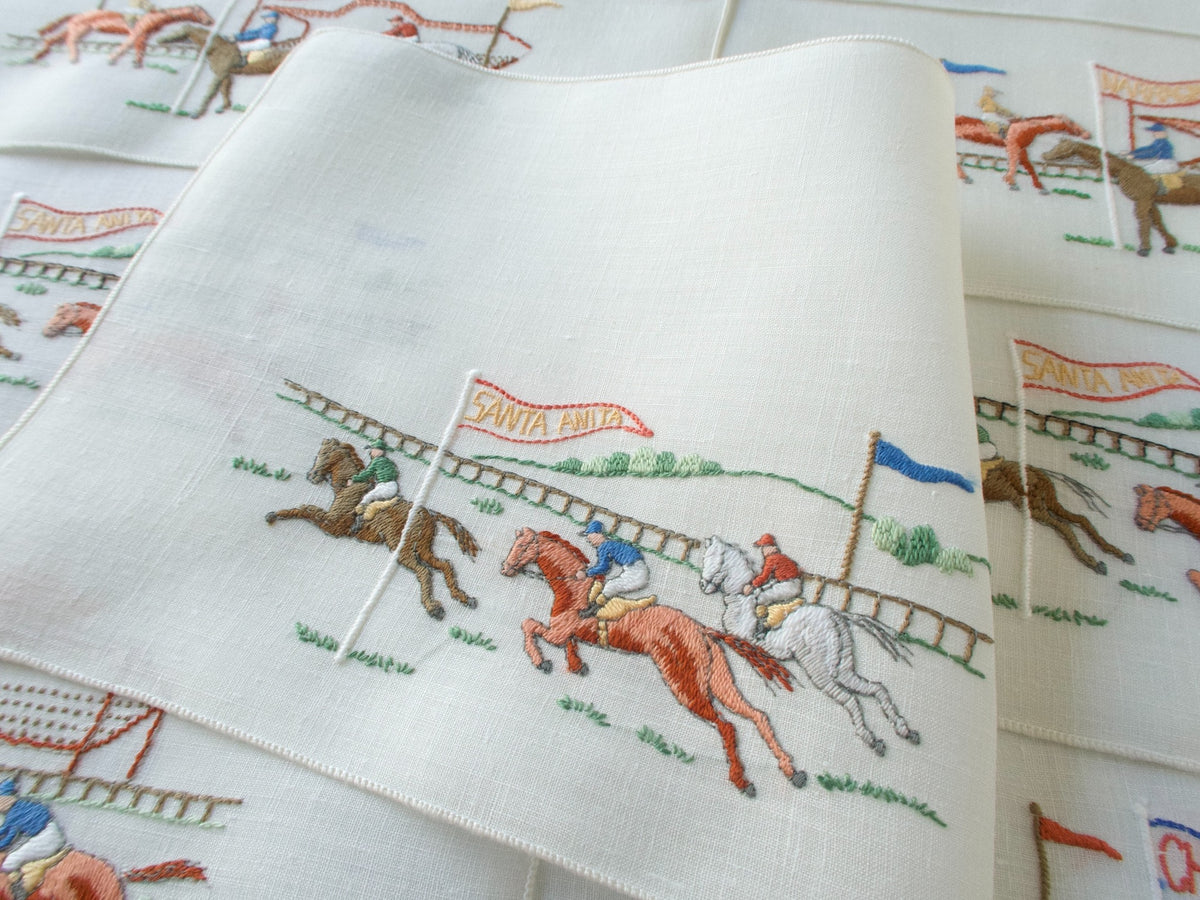 Famous Race Tracks Horse Racing Vintage Cocktail Napkins, Set of 8