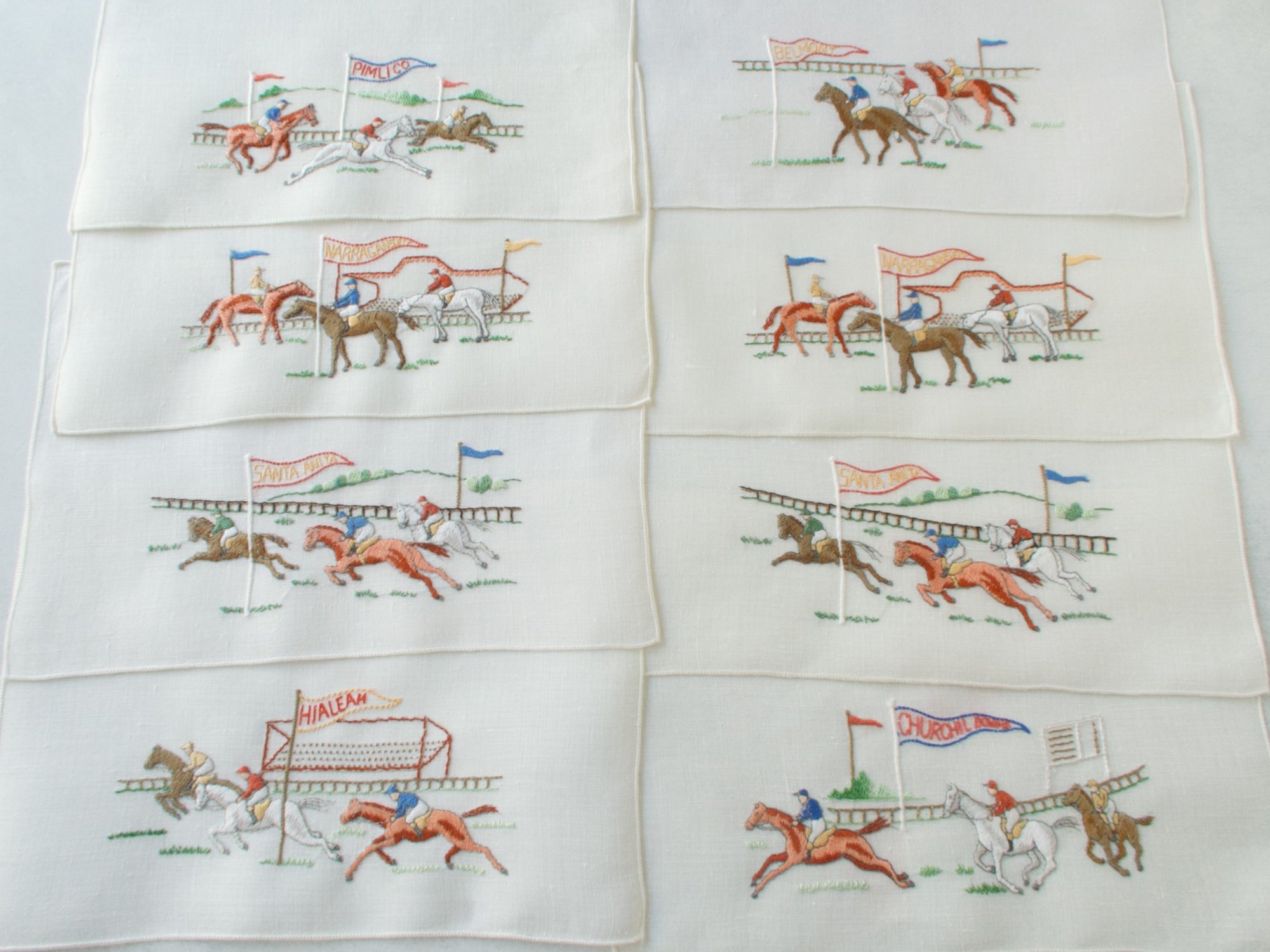 Famous Race Tracks Horse Racing Vintage Cocktail Napkins, Set of 8