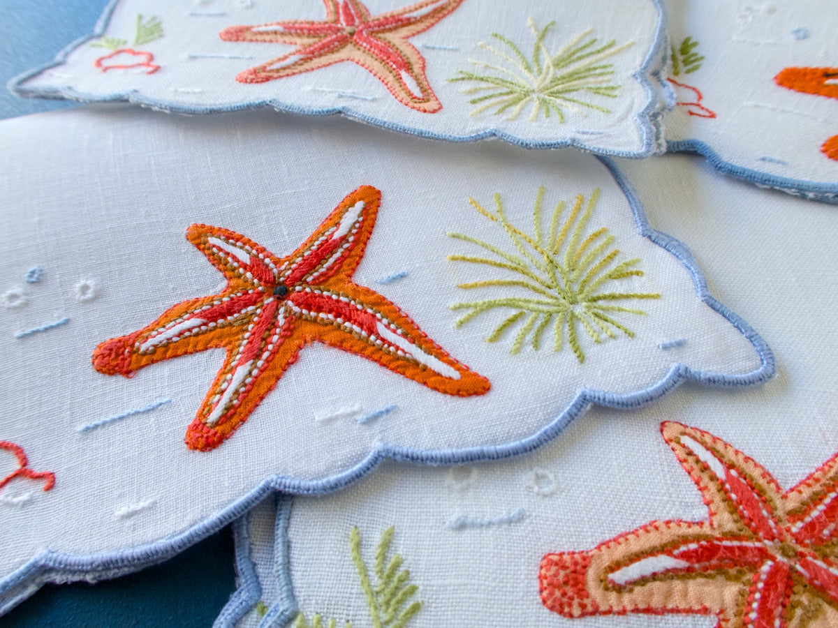 Starfish Vintage Madeira Cocktail Napkins, Set of 8