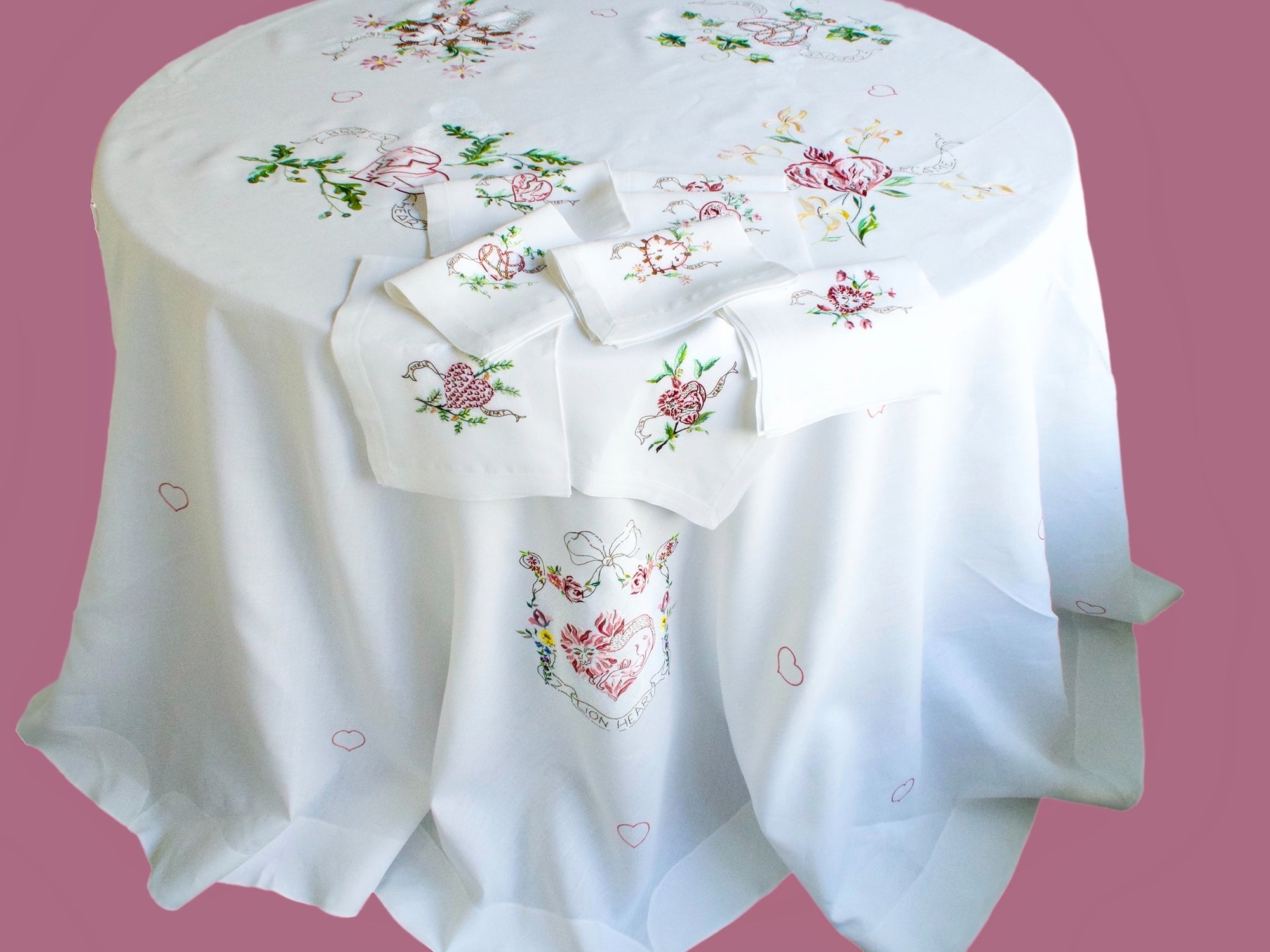 D. Porthault Round “Valentine” Tablecloth & Napkins from the Duke & Duchess of Windsor