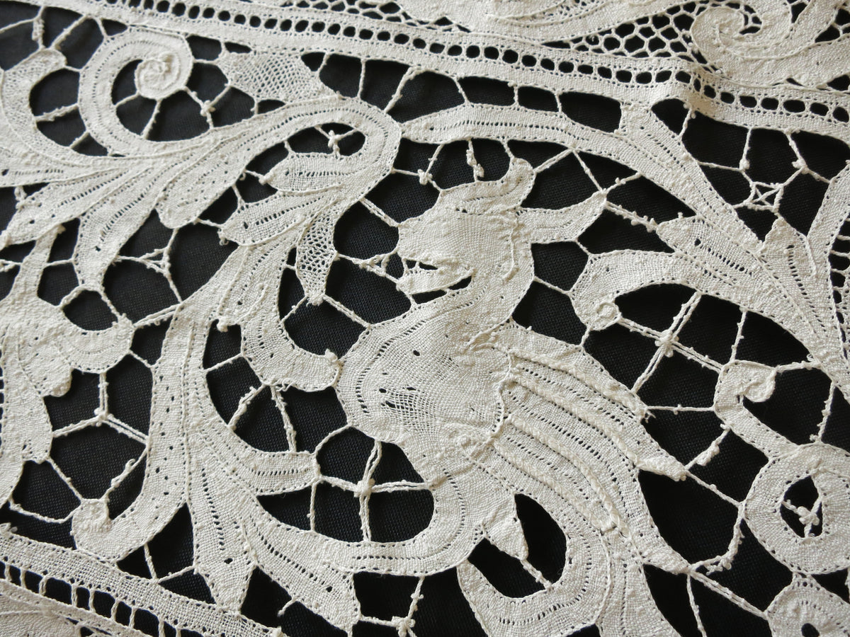 Antique Coverlet 19thC Bobbin Lace ~ Animals, Hunters & Mythological C -  Things Most Delightful