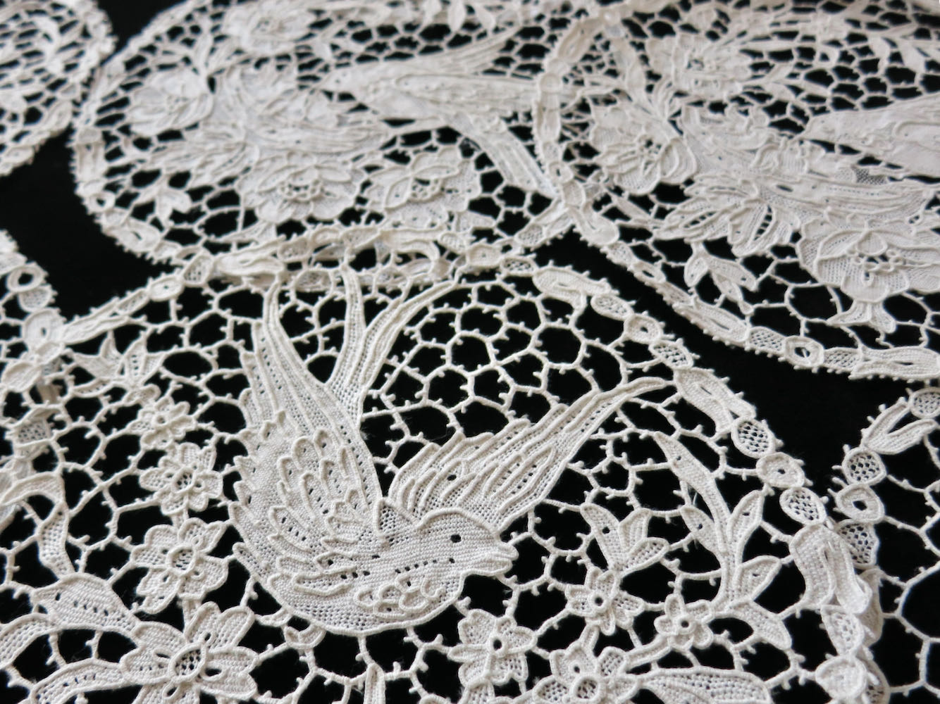 Fine Antique Italian Needle Lace Birds Cocktail Rounds, Coasters, Set -  Things Most Delightful