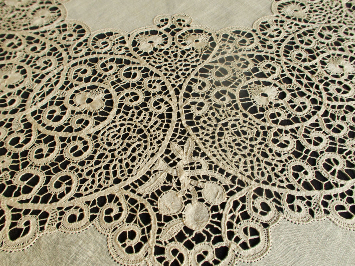 Stunning XL Vintage Italian Cantu Lace Tablecloth 74x250 - Things Most  Delightful
