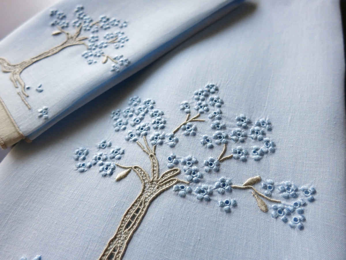 &quot;Jacaranda Tree&quot; in Blue Vintage Marghab Guest + Fingertip Towel