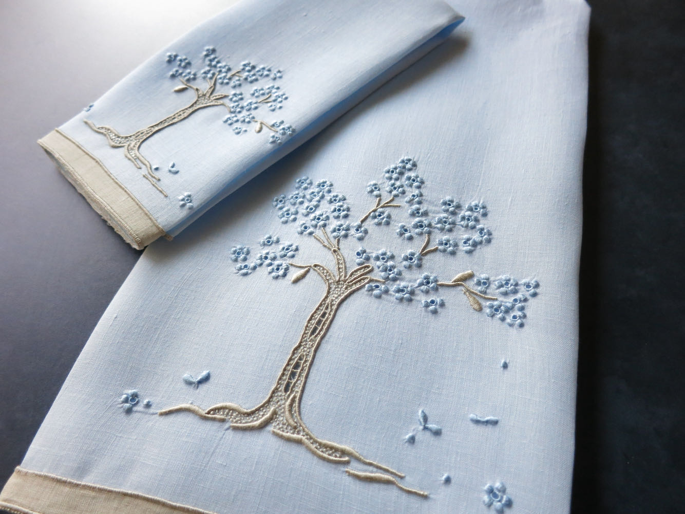 "Jacaranda Tree" in Blue Vintage Marghab Guest + Fingertip Towel