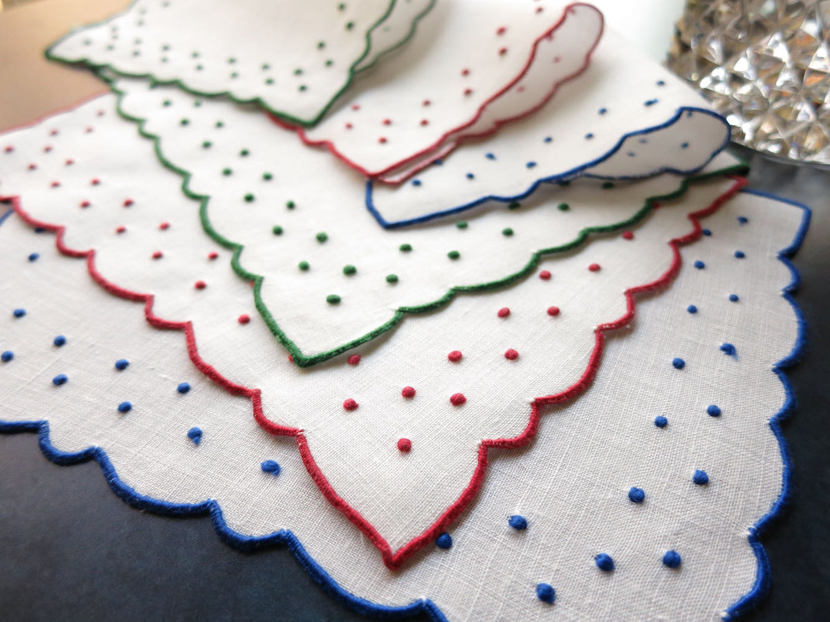 Vintage Embroidery Cocktail Napkins - Set of 6