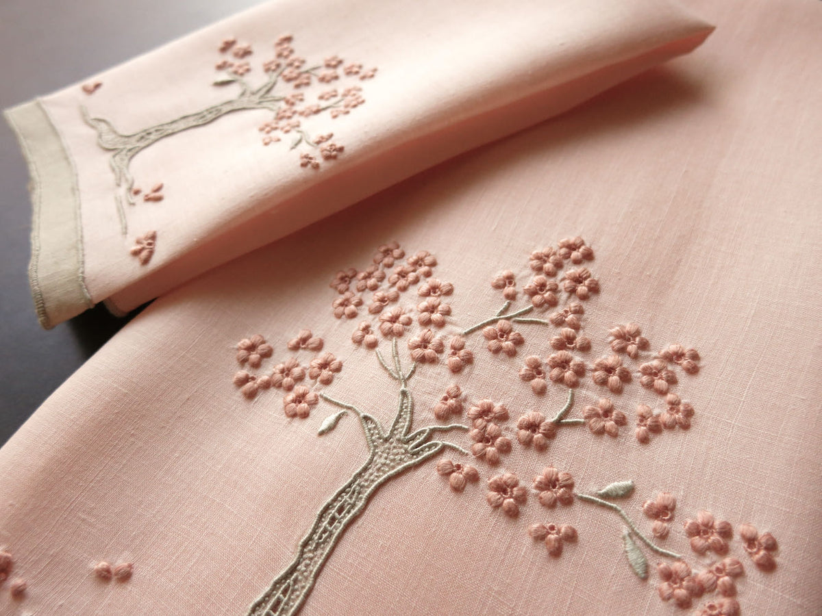 &quot;Jacaranda Tree&quot; in Peach Vintage Marghab Guest + Fingertip Towel